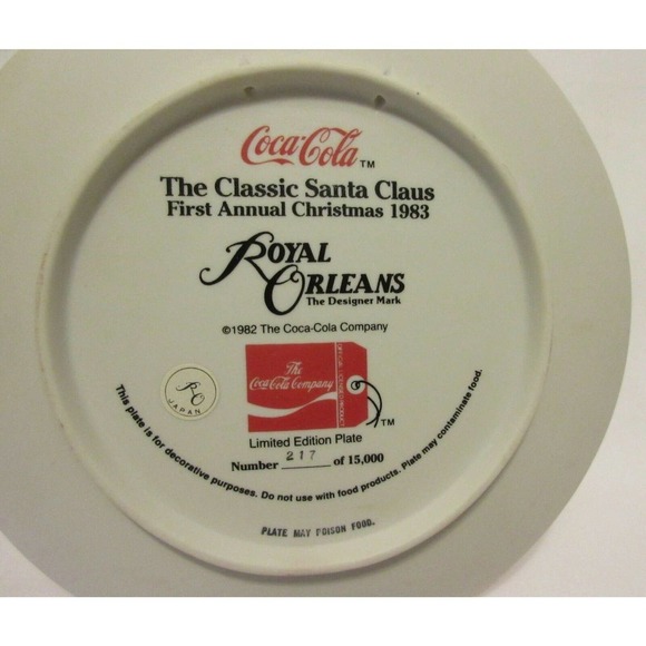 1983 Coca Cola Christmas Santa Collector Plate Royal Orleans First Annual #217 - Picture 8 of 12